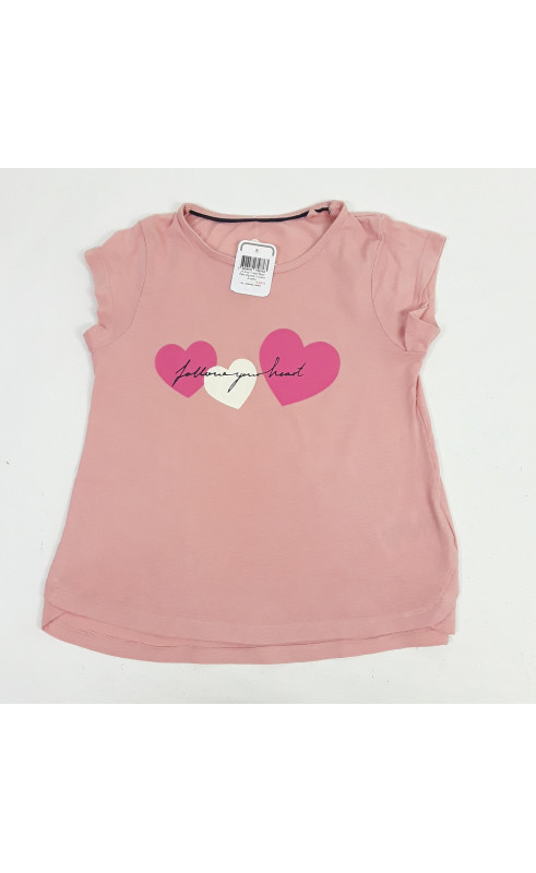 T-shirt rose pale imprimé 3 coeur