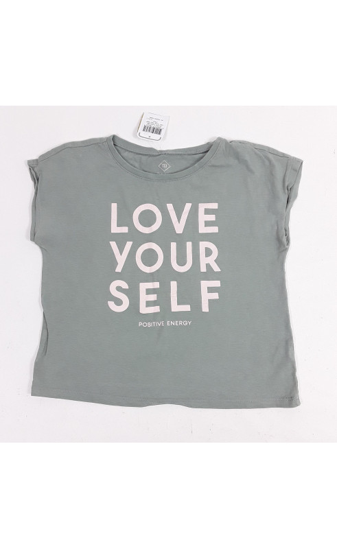 T-shirt MC vert " love your self"