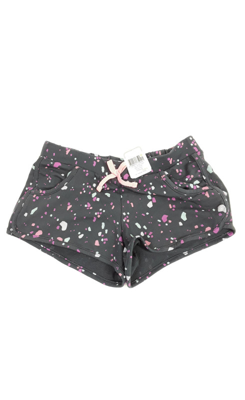 Short leger marron motif rose/violet