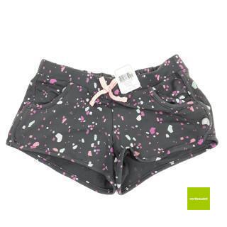 Short leger marron motif rose/violet