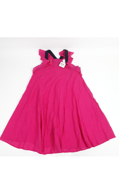 Robe fushia effet pailletée bretelles croisées dos