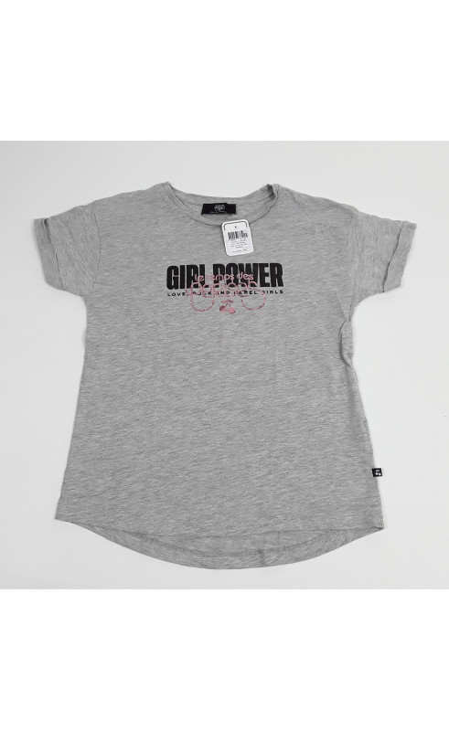 T-shirt MC gris " girl power " noir