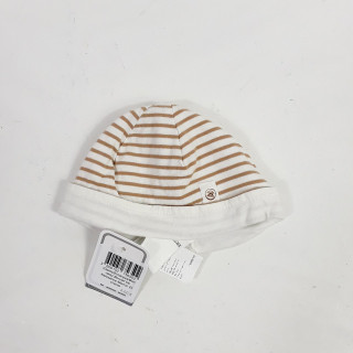 Bonnet de naissance marron et creme