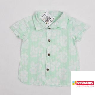 chemise mc vert fluo avec fleur blanche