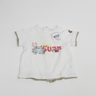 T-shirt MC blanc imprimé grenouille " surf "