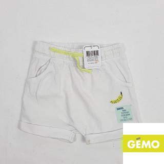 short blanc avec cordon vert et motif banane