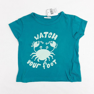T-shirt MC bleu imprimé crabe " watch your foot"