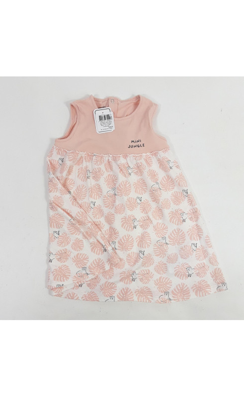 Robe rose bas blanc feuillage rose "mini jungle"