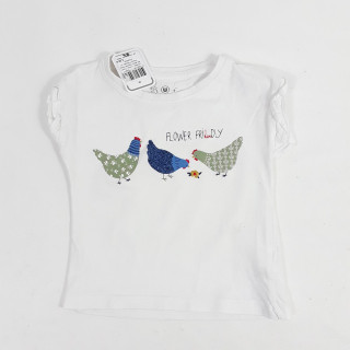 T-shirt MC blanc imprimé poule " flower frihendy"