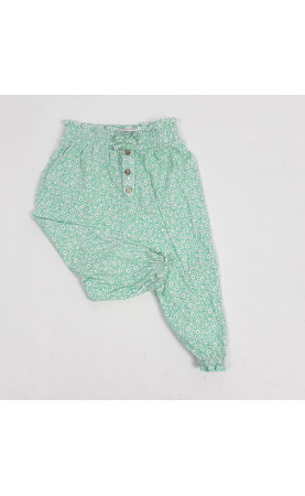 Pantalon fluide vert fleur...