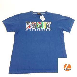 T-shirt MC bleu " rugby by longboard "