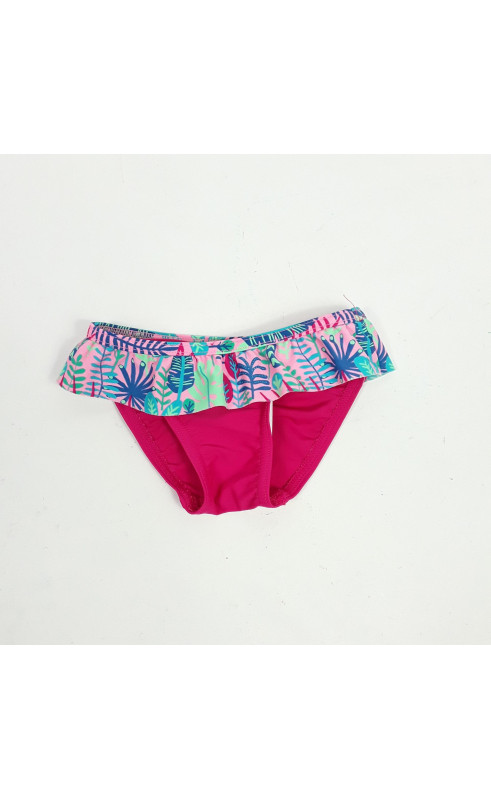 Bas de maillot de bain rose avec volant fleuri rose