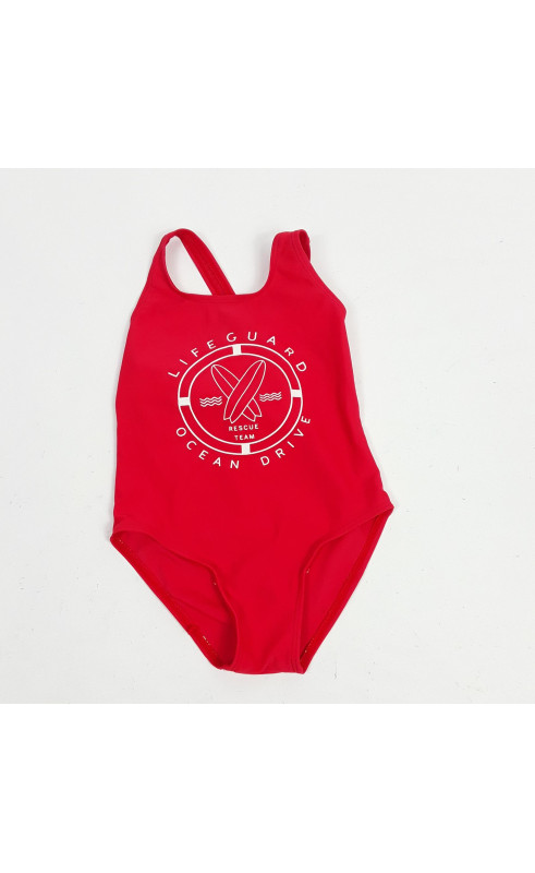 Maillot de bain 1 pièces rouge " lifeguard ocean drive "