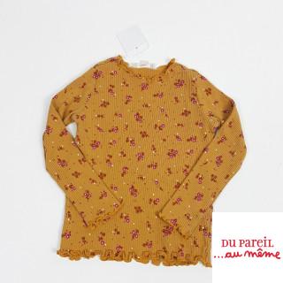 T shirt moutarde imprimé fleurs fushia ML