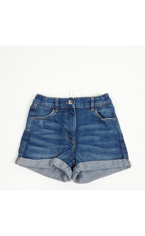 Short bleu ourlet au cuisse