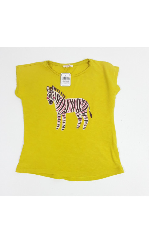 T-shirt MC jaune imprimé " zebre pailleté "