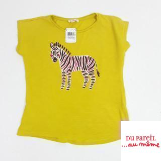 T-shirt MC jaune imprimé " zebre pailleté "