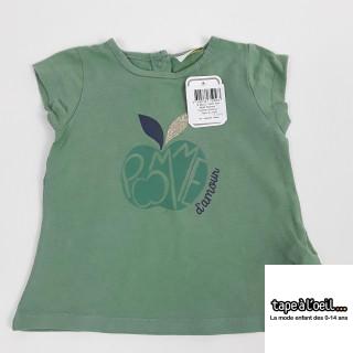 t-shirt vert motif pomme " pomme d'amour "