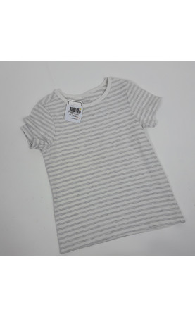 T-shirt MC gris rayé blanc