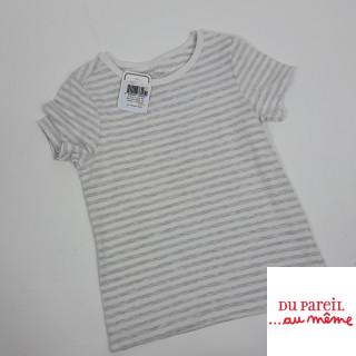 T-shirt MC gris rayé blanc