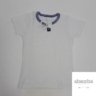 T-shirt MC blanc col bleu