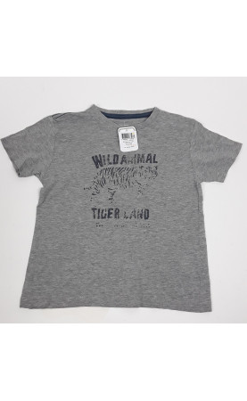 T-shirt MC gris imprimé tigre " wild animal "