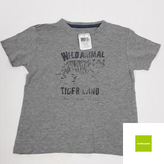 T-shirt MC gris imprimé tigre " wild animal "