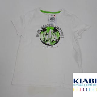 T-shirt blanc imprimé surf noir et vert " best surfing contest "