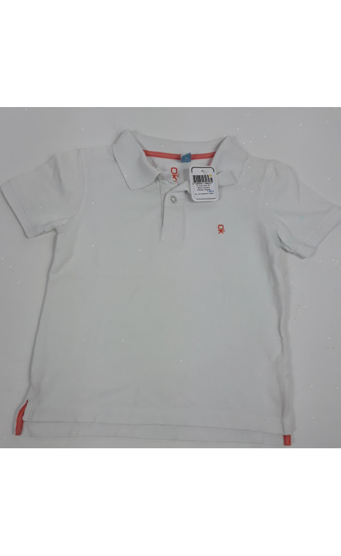 Polo MC blanc couture orange