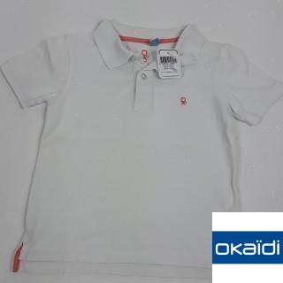 Polo MC blanc couture orange