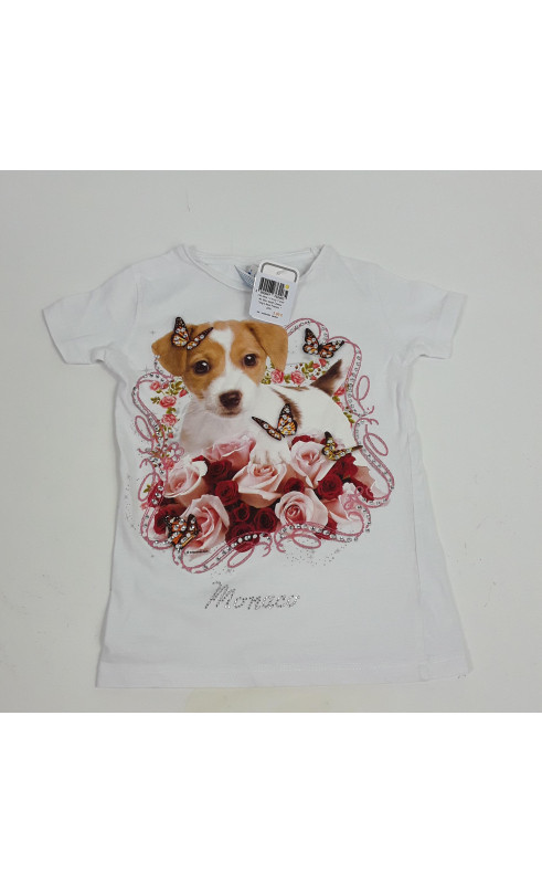 t-shirt mc bleu motif chiens "dog's best friends "