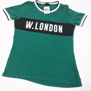 T-shirt MC vert col noir/blanc imprimé " W.London "