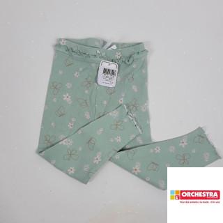 Legging bleu motif papillon or et fleurs blanche