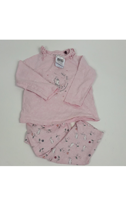 Pyjama 2 pièces  ML rose Imprimé renard et lapin
