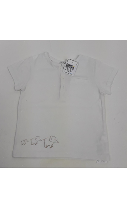 T shirt mc blanc motifs éléphants