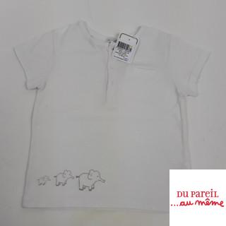 T shirt mc blanc motifs éléphants