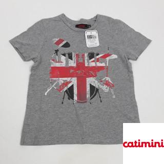 T shirt MC gris drapeau rouge noir et blanc