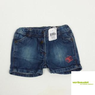 Short en jean broderie papillon corail