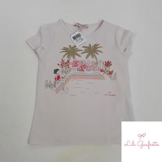 T shirt rose imprimé bord de piscine