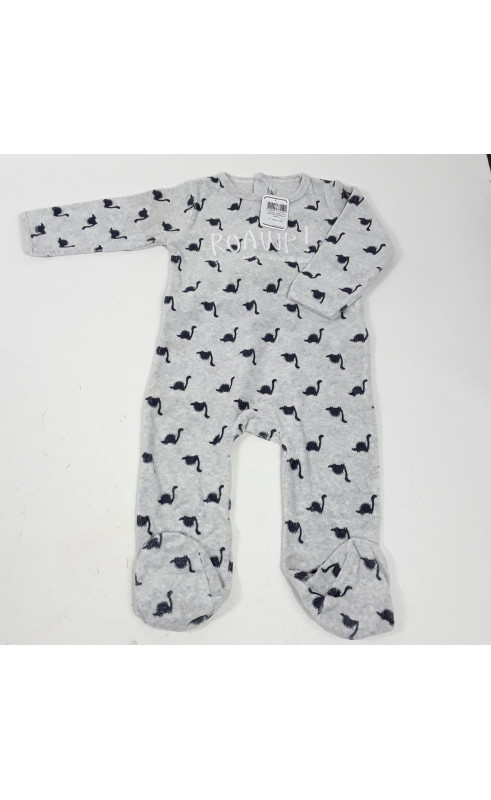 Pyjama gris motif bleu dinosaure