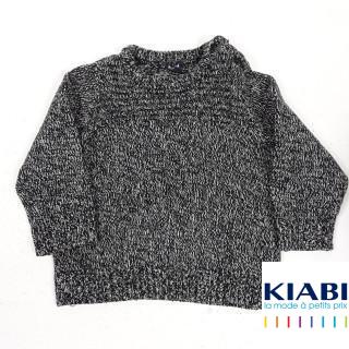 pull en laine noir et gris