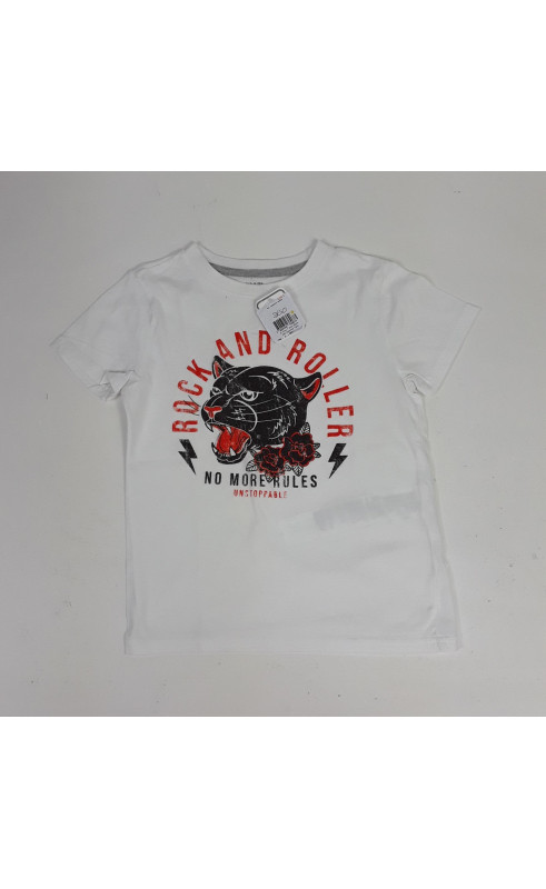 T shirt blanc MC imprimé tigre