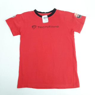 t-shirt rouge avec col noir " tecnifibre "