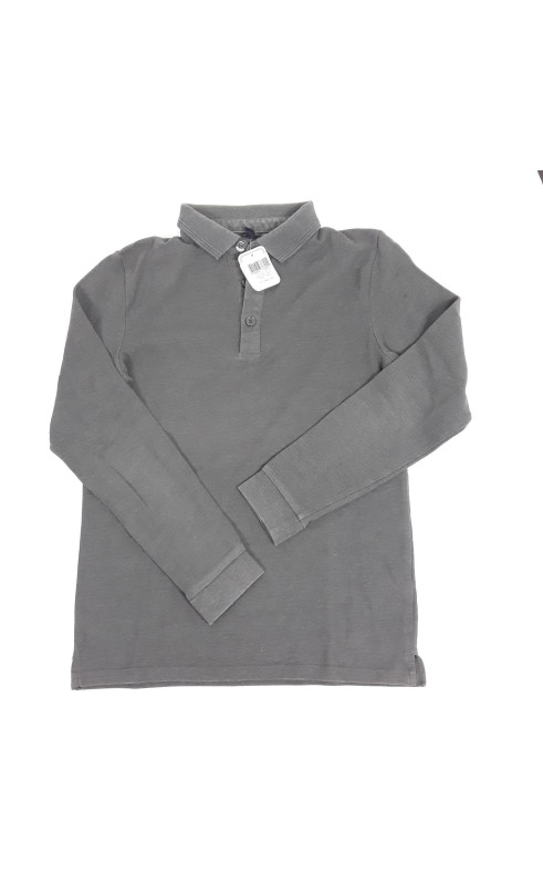 Polo ml gris anthracite ouvert devant