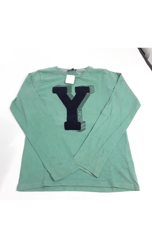 T-shirt ML vert écriture bleu " Y"