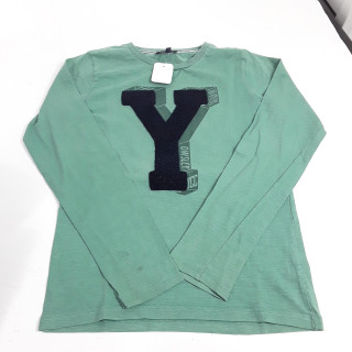 T-shirt ML vert écriture bleu " Y"