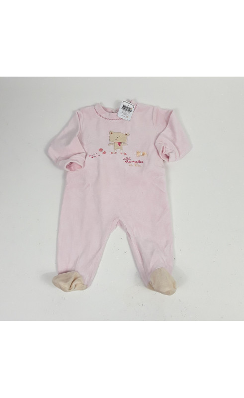 Pyjama velours rose motif ours " les chaussettes de lès"