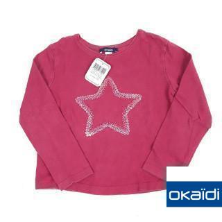 t-shirt ml rose avec strass en forme d'étoiles