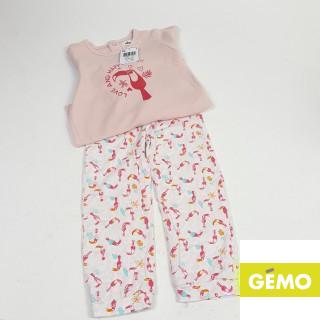 pyjamas 2 pièces rose pale motif toucan