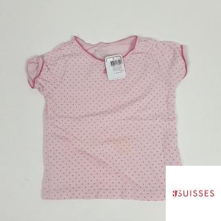 t-shirt mc rose avec poids rose et noeud au col